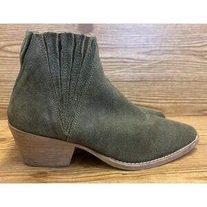 FREE PEOPLE FARYLROBIN Sz 7 TRILL WILD‎ FIELDS SUEDE ANKLE BOOTS BOOTIE GREEN